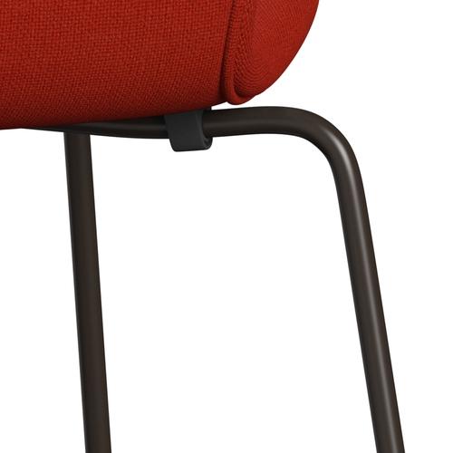 Fritz Hansen 3107 stol helt vadderad, brun brons/hallingdal orange (HAL600)