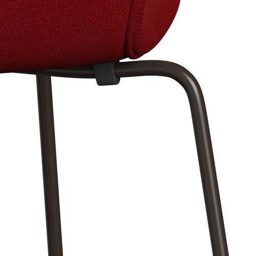 Fritz Hansen 3107 stol helt vadderad, brun brons/hallingdal röd (HAL657)