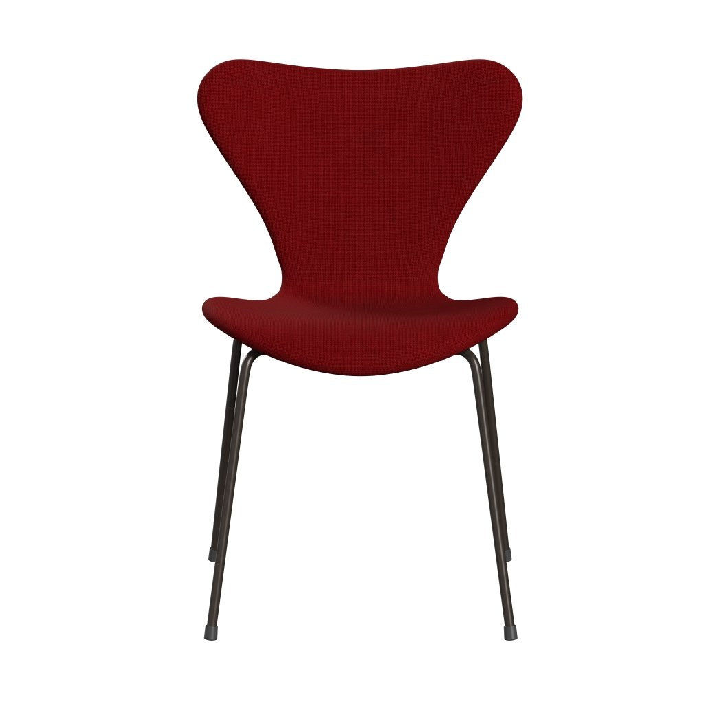 Fritz Hansen 3107 stol helt vadderad, brun brons/hallingdal röd (HAL657)