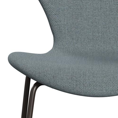 Fritz Hansen 3107 stol helt vadderad, brun brons/omskull ljusblå/naturlig