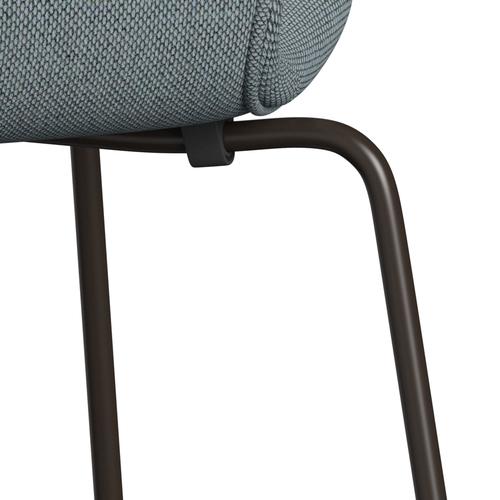 Fritz Hansen 3107 stol helt vadderad, brun brons/omskull ljusblå/naturlig