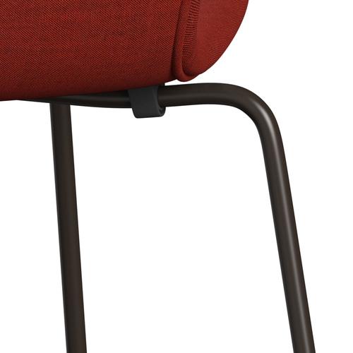 Fritz Hansen 3107 stol helt vadderad, brun brons/remix mörk djup röd