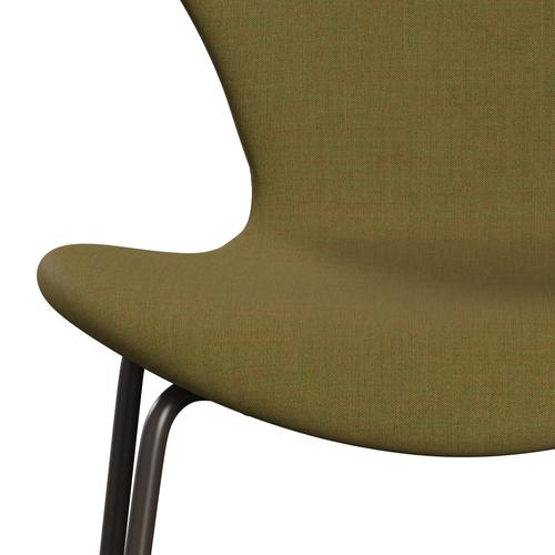 Fritz Hansen 3107 stol helt vadderad, brun brons/remix gyllene grön