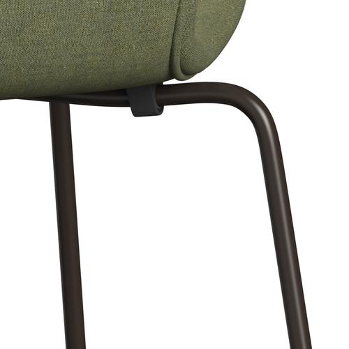 Fritz Hansen 3107 stol helt vadderad, brun brons/remix grön