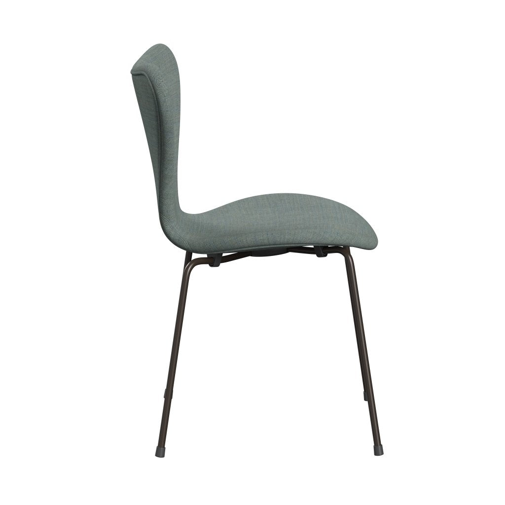 Fritz Hansen 3107 stol helt vadderad, brun brons/remix grön/grå