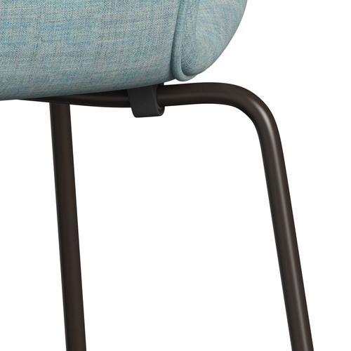 Fritz Hansen 3107 stol helt vadderad, brun brons/remix ljusblå