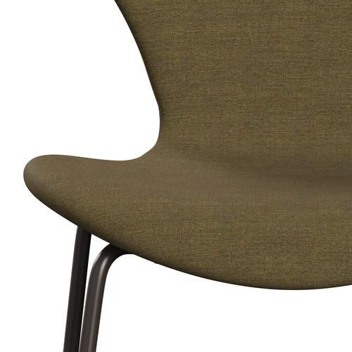 Fritz Hansen 3107 stol helt vadderad, brun brons/remix mossgrön