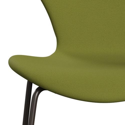 Fritz Hansen 3107 stol helt vadderad, brun brons/stålcut klar millitarisk grön