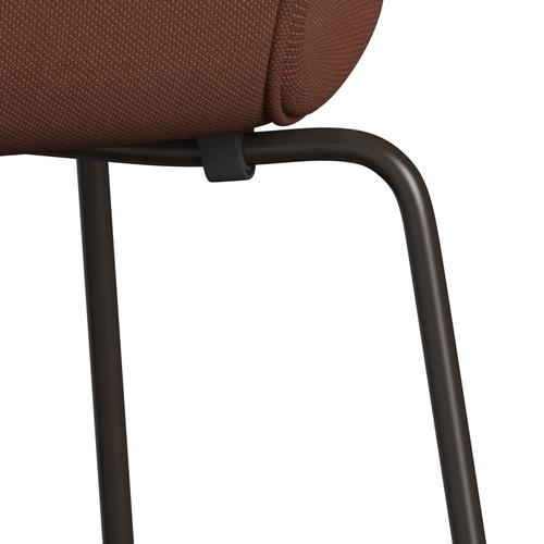 Fritz Hansen 3107 stol helt vadderad, brun brons/stålcut medium brun