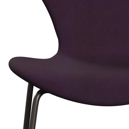 Fritz Hansen 3107 stol helt vadderad, brun brons/stålcut medium lila