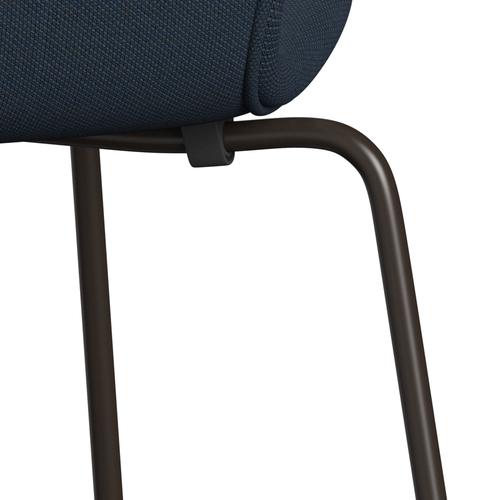 Fritz Hansen 3107 stol helt vadderad, brun brons/stålcuttrio mörkbrun blå