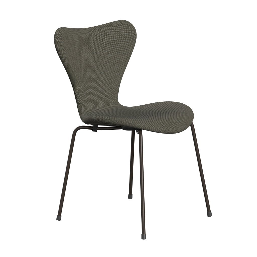 Fritz Hansen 3107 stol helt vadderad, brun brons/stålcuttrio grå/grön