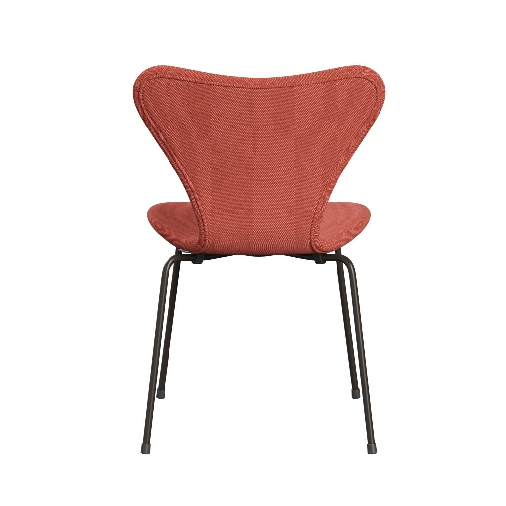 Fritz Hansen 3107 stol helt vadderad, brun brons/stålcuttrio rosa/orange