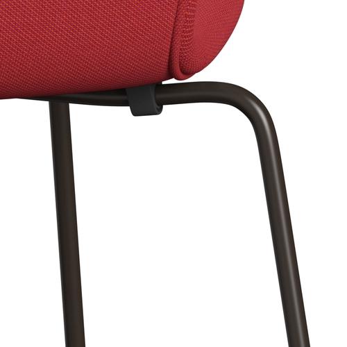 Fritz Hansen 3107 stol helt vadderad, brun brons/stålcuttrio röd