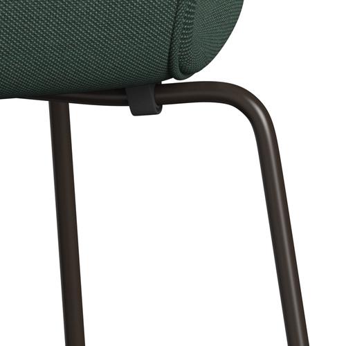 Fritz Hansen 3107 stol helt vadderad, brun brons/stålcuttrio dammad grön (STR966)