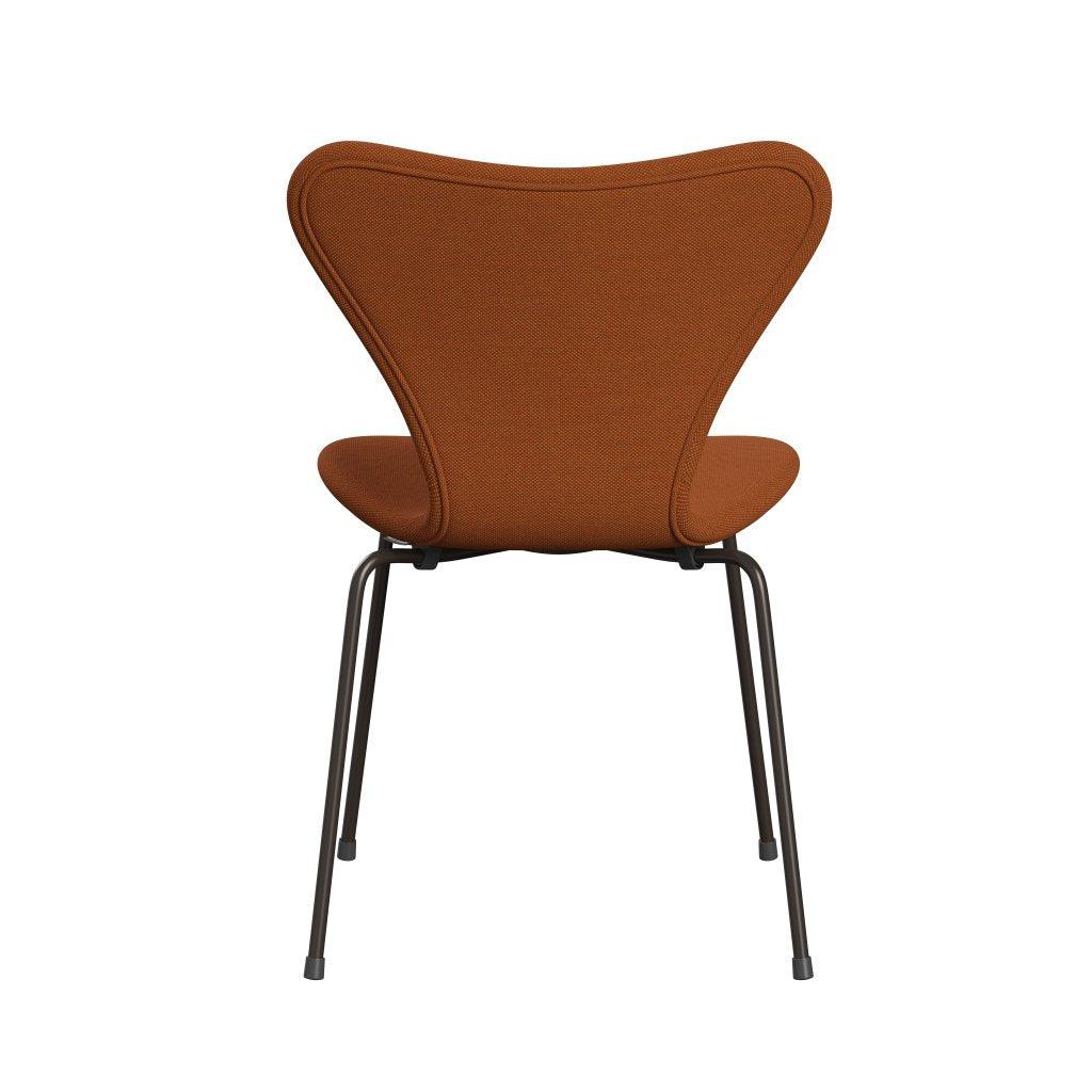 Fritz Hansen 3107 stol helt vadderad, brun brons/stålcuttrio bränd orange
