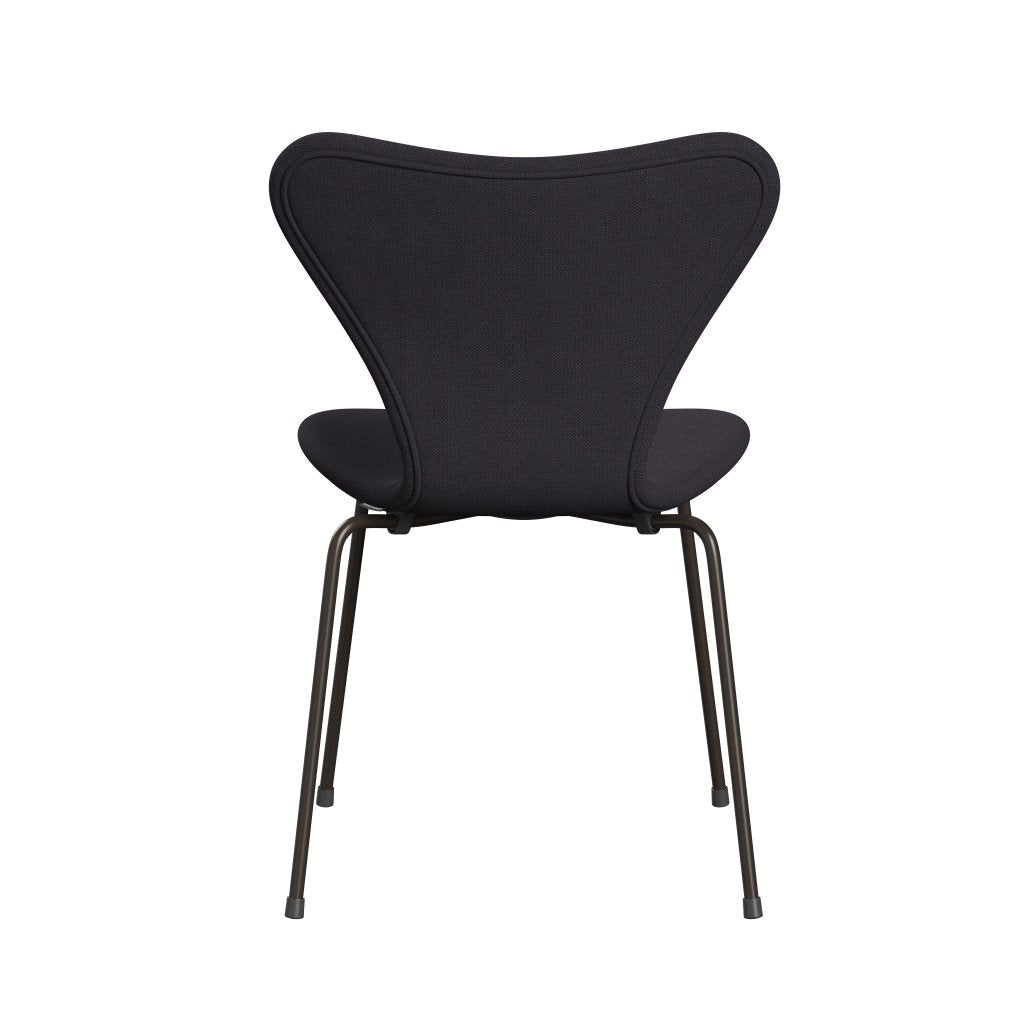 Fritz Hansen 3107 stol helt vadderad, brun brons/stålcuttrio varm mörkblå
