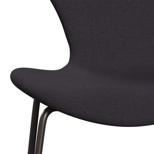 Fritz Hansen 3107 stol helt vadderad, brun brons/stålcuttrio varm mörkblå
