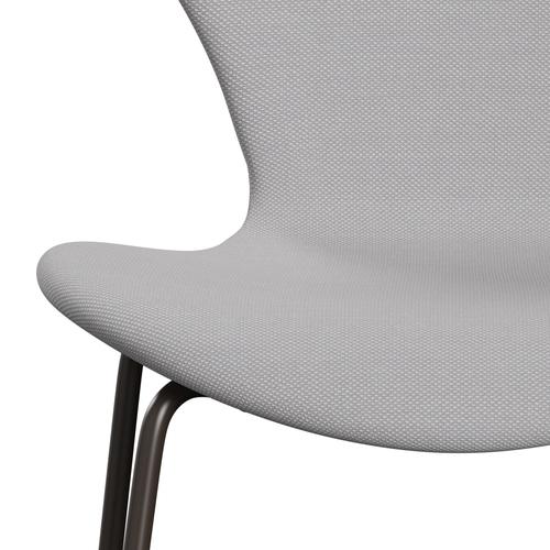Fritz Hansen 3107 stol helt vadderad, brun brons/stålcut trio vit & ljusgrå