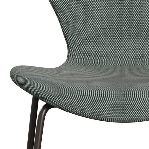 Fritz Hansen 3107 stol helt vadderad, brun brons/stålcut trio whire/mörkgrön
