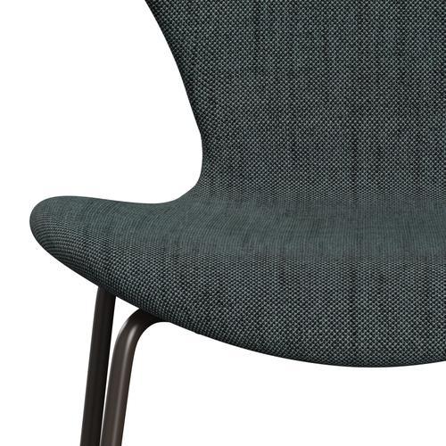 Fritz Hansen 3107 stol helt vadderad, brun brons/sunniva 2 svart/ljusblå
