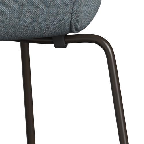 Fritz Hansen 3107 stol helt vadderad, brun brons/sunniva 2 dammig blå