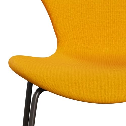 Fritz Hansen 3107 stol helt vadderad, brun brons/tonus gul orange