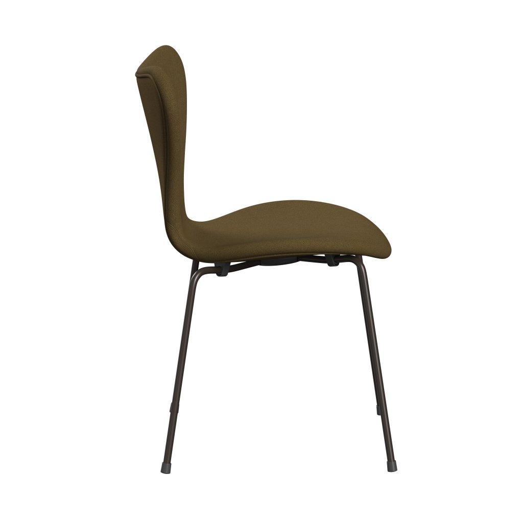 Fritz Hansen 3107 stol helt vadderad, brun brons/tonus khaki grön