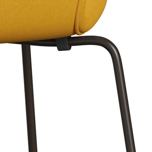 Fritz Hansen 3107 stol helt vadderad, brun brons/tonus senap