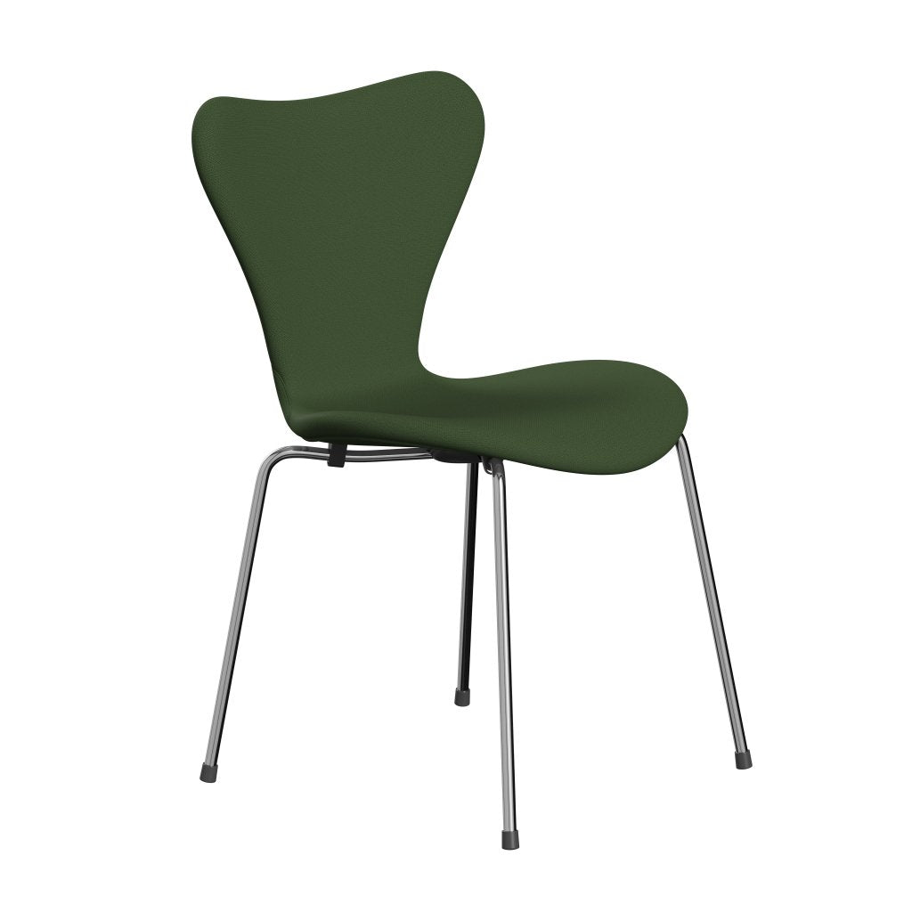 Fritz Hansen 3107 Stol Fuldpolstret, Forkromet Stål/Capture Moss Green