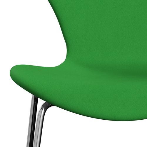 Fritz Hansen 3107 stol helt vadderad, kromad stål/komfortgrön (C68003)