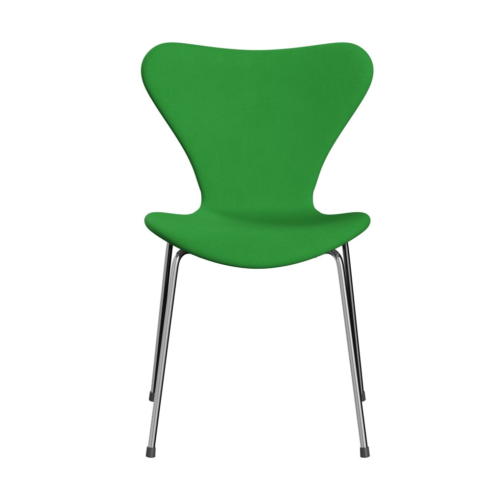 Fritz Hansen 3107 stol helt vadderad, kromad stål/komfortgrön (C68003)
