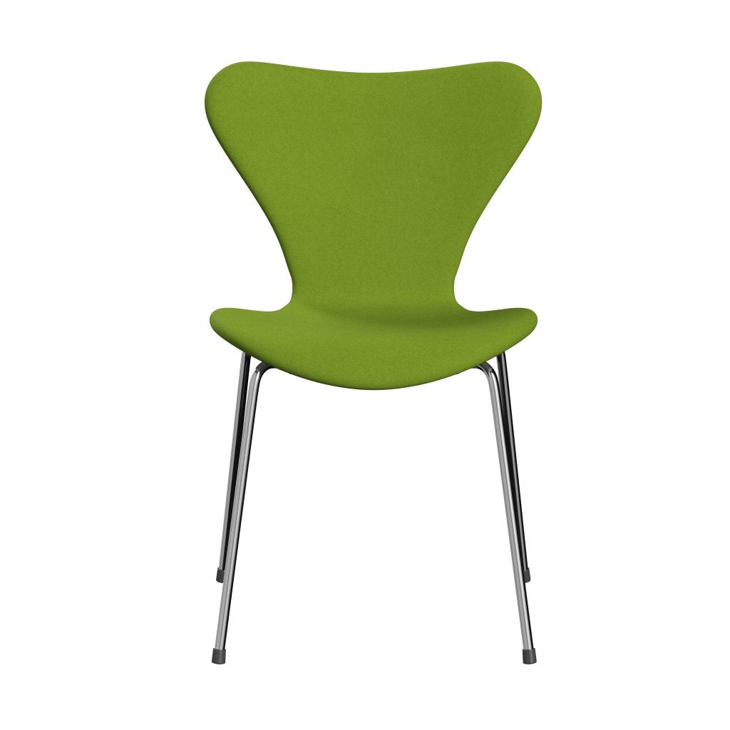 Fritz Hansen 3107 stol helt vadderad, kromad stål/komfortgrön (C68011)