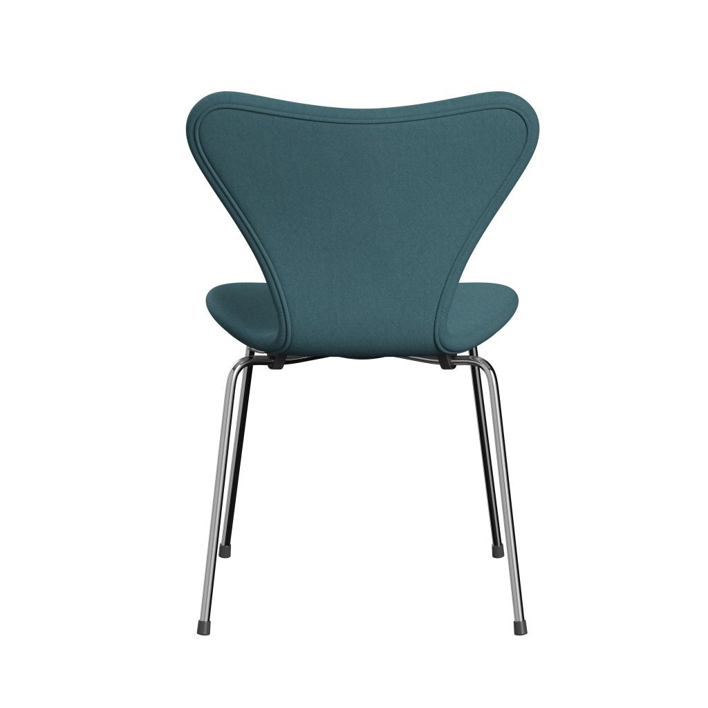 Fritz Hansen 3107 stol helt vadderad, kromad stål/komfort ljusgrå/blått