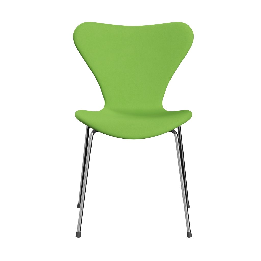 Fritz Hansen 3107 stol helt vadderad, kromad stål/komfort ljusgrön (C68010)