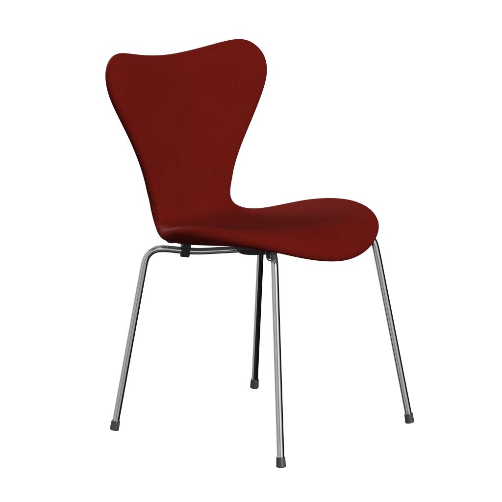 Fritz Hansen 3107 stol helt vadderad, kromad stål/komfort rost röd (C00028)