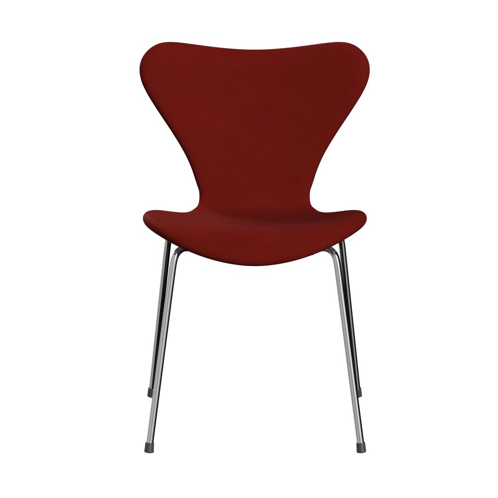 Fritz Hansen 3107 stol helt vadderad, kromad stål/komfort rost röd (C00028)