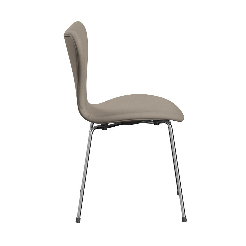 Fritz Hansen 3107 stol helt vadderad, kromad stål/komfort vit grå