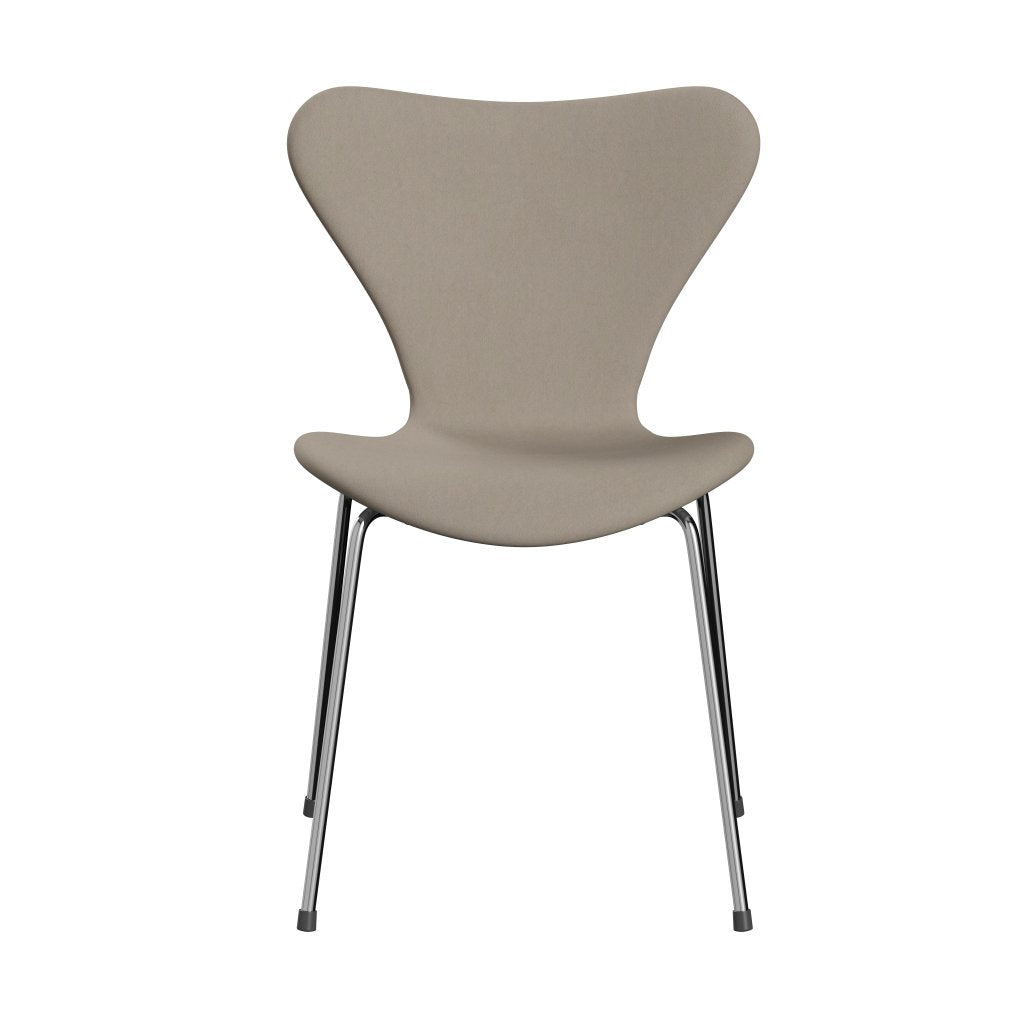 Fritz Hansen 3107 stol helt vadderad, kromad stål/komfort vit grå