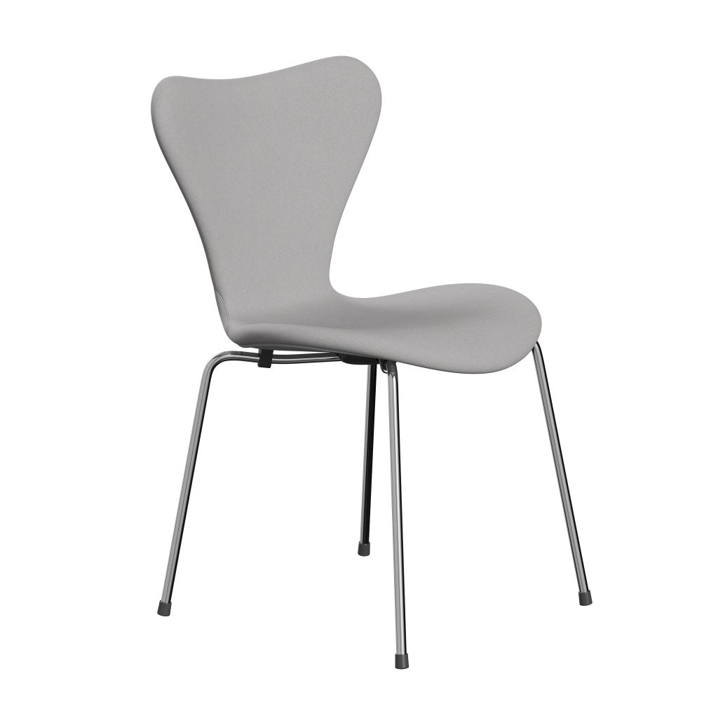 Fritz Hansen 3107 stol helt vadderad, kromad stål/komfort vit/grå