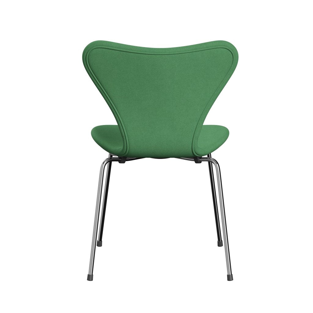 Fritz Hansen 3107 stol helt vadderad, kromad stål/divina grön