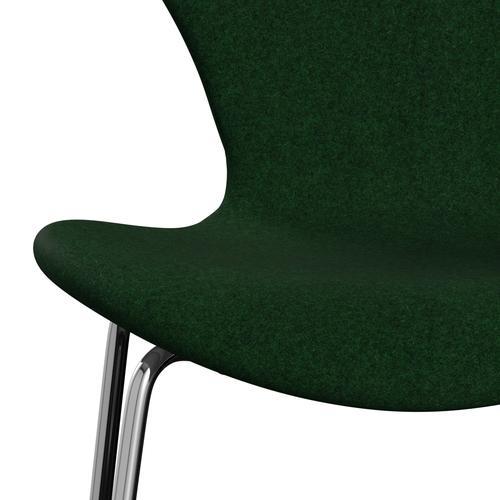 Fritz Hansen 3107 stol helt vadderad, krompläterad stål/divina melange vid den främre gröna
