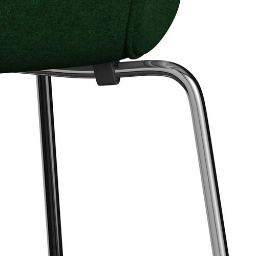 Fritz Hansen 3107 stol helt vadderad, krompläterad stål/divina melange vid den främre gröna