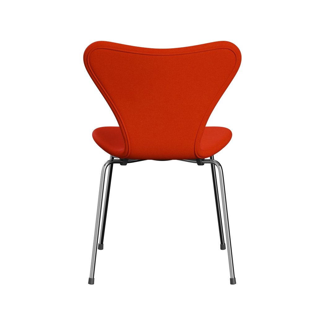 Fritz Hansen 3107 stol helt vadderad, kromad stål/divina orange/röd