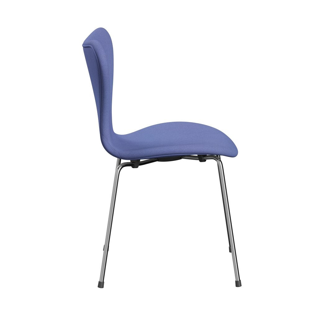 Fritz Hansen 3107 stol helt vadderad, kromad stål/divina pastellblå