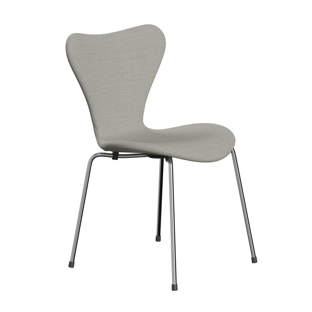 Fritz Hansen 3107 stol helt vadderad, kromad stål/fiord beige/sten