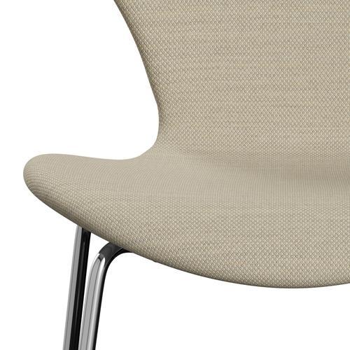 Fritz Hansen 3107 Stol Fuldpolstret, Forkromet Stål/Fiord Natural Sand