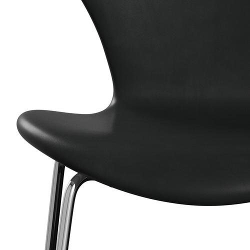 Fritz Hansen 3107 stol helt vadderad, kromad stål/nåd svart