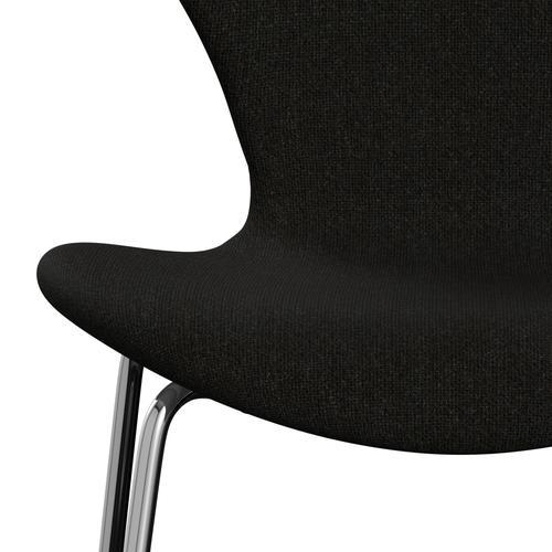 Fritz Hansen 3107 Stol Fuldpolstret, Forkromet Stål/Hallingdal Brown/Dark Grey