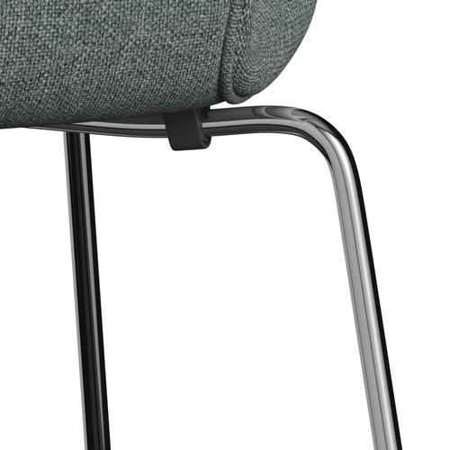 Fritz Hansen 3107 stol helt vadderad, kromad stål/hallingdal grå